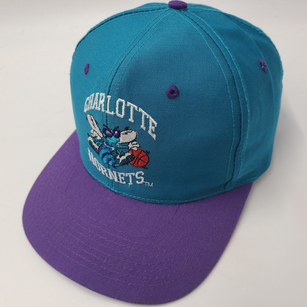Vintage Youth Charlotte Hornets Hat Snapback Clark Sportswear Blue Purple NBA